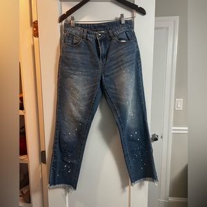 LIT. Boyfriend Jeans. Distressed (paint splatter). Size Small.